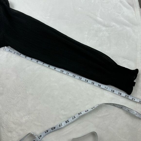 Loft Women's Size M Tall Long Sleeve Crepe Texture Dress Black Belted New - Picture 11 of 13